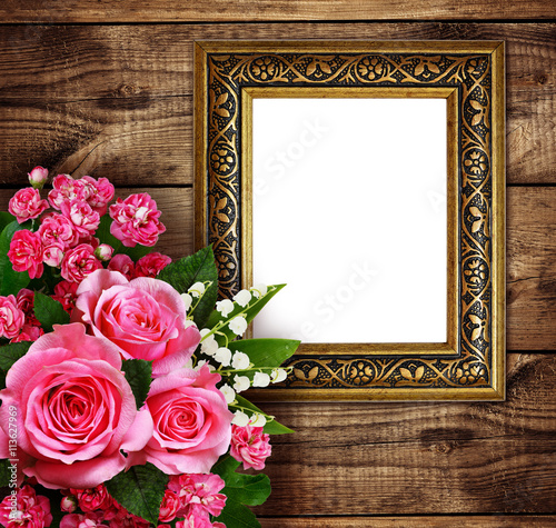 Pink flowers arrangement an...