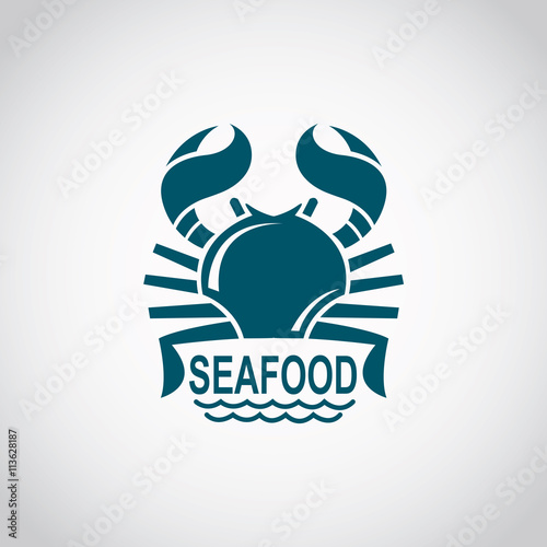 monochrome seafood icon with crab