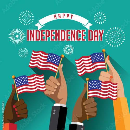 Independence Day hands with flags design. EPS 10 vector.