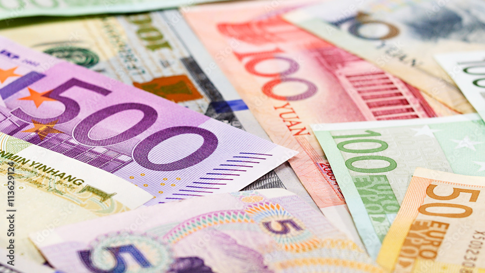 Main word currency Yuan, US Dollar and Euro bank notes Main word currency Yuan, US Dollar and Euro bank notes
