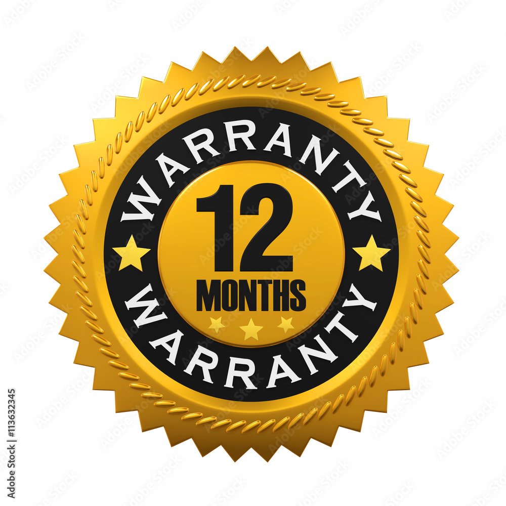 12 Months Warranty Sign. 3D rendering