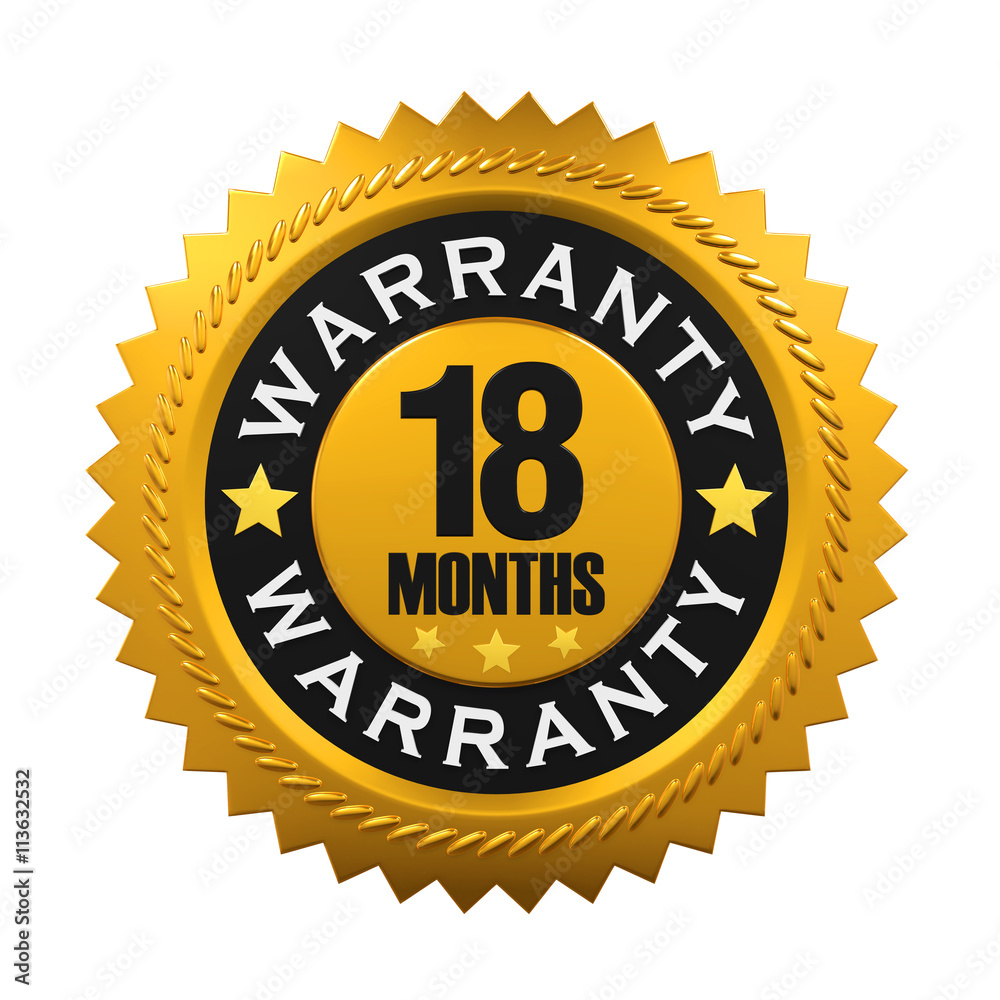 18 Months Warranty Sign. 3D rendering 18 Months Warranty Sign. 3D rendering