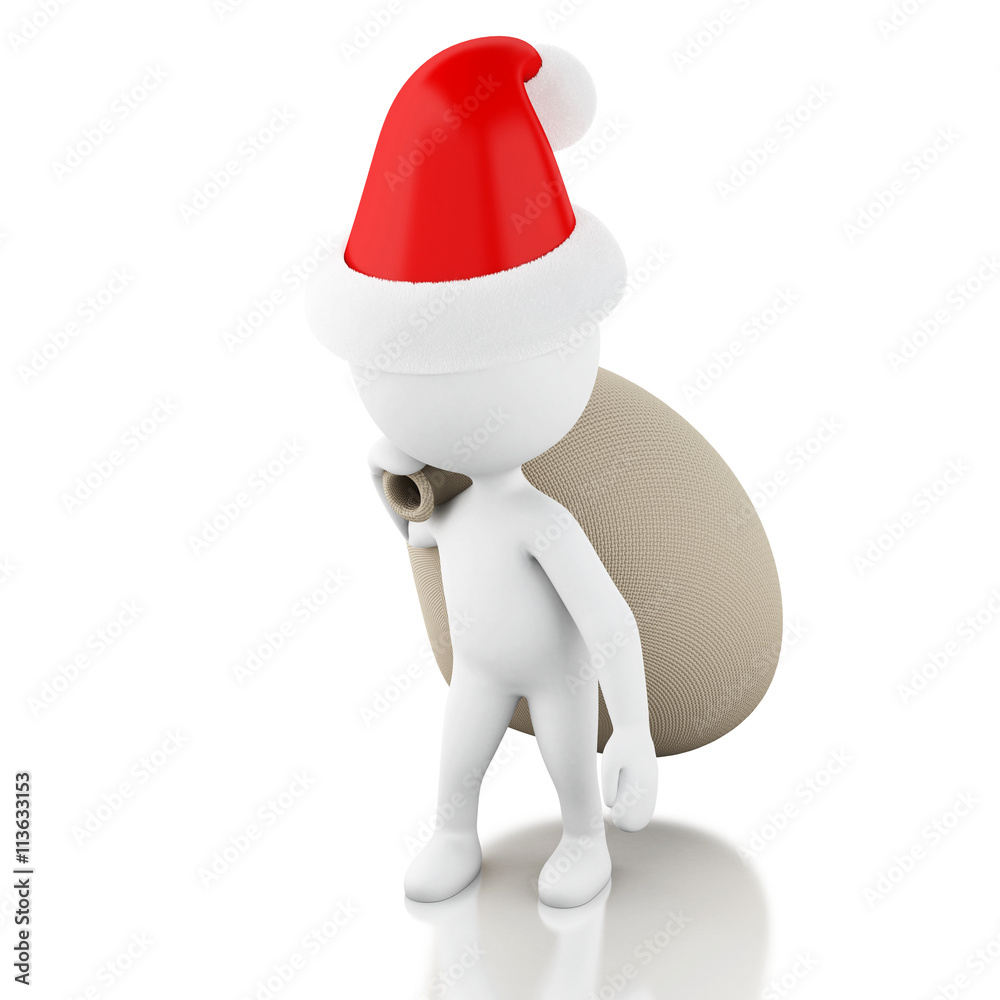 3d Santa Claus with bag of gifts. Christmas concept. 3d Santa Claus with bag of gifts. Christmas concept.