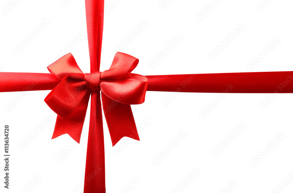 Red ribbon bow on a white background Red ribbon bow on a white background