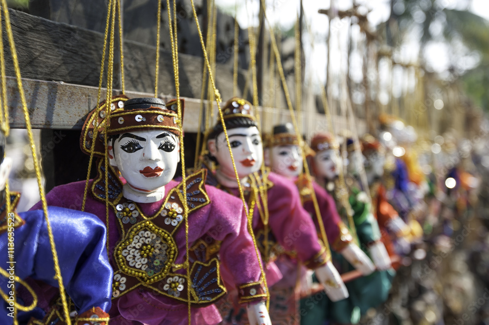 Traditional handicraft puppets in Bagan, Myanmar