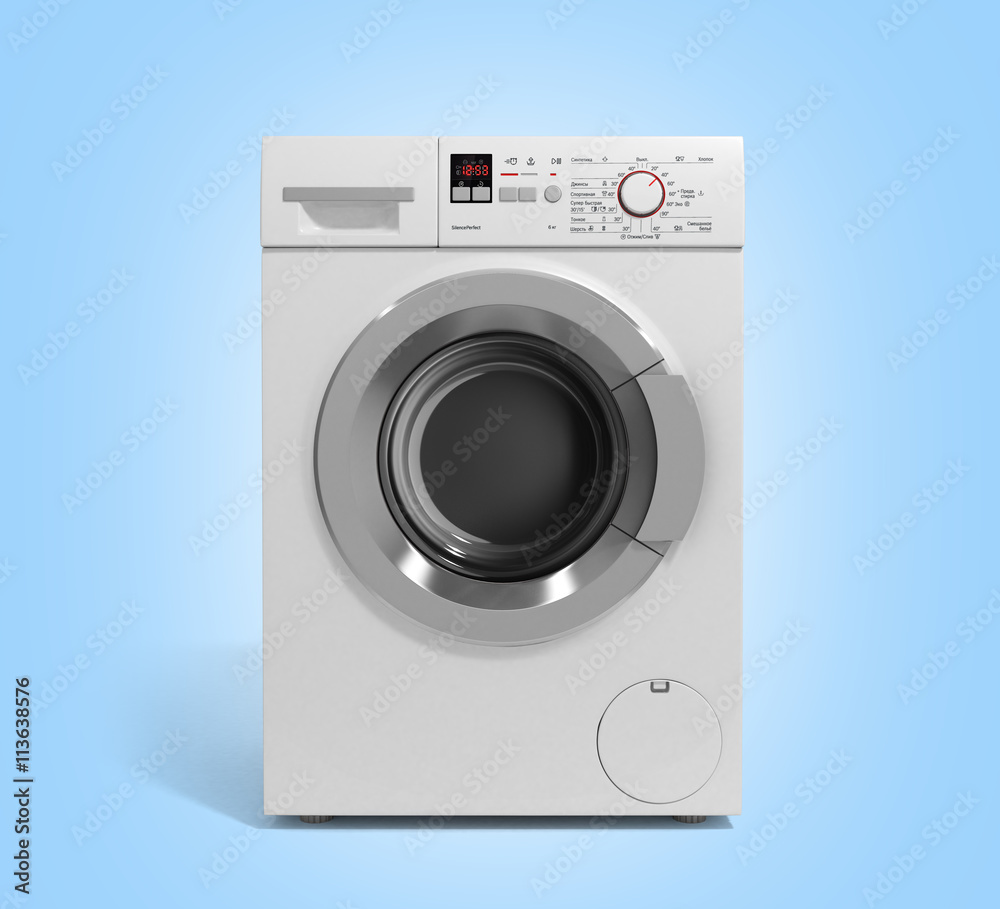 Washing machine on white background 3D illustration