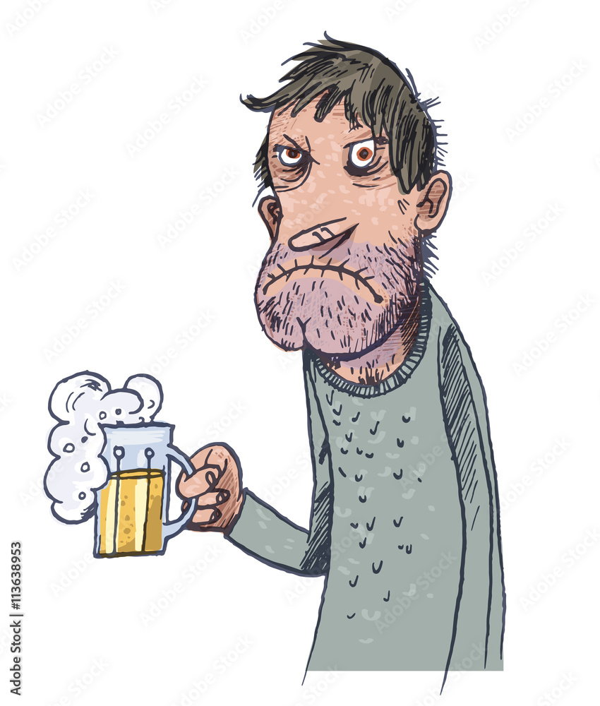 Unhappy Man Drinking Beer Unhappy Man Drinking Beer
