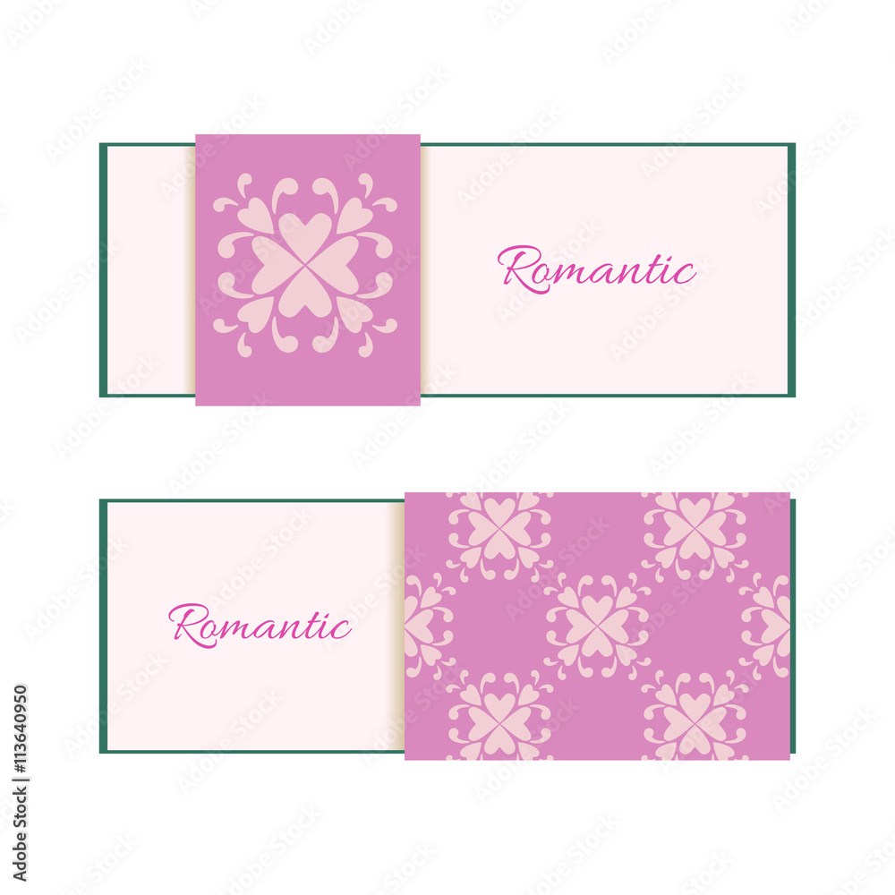 Horizontal banner templates with floral ornament. Vintage style.