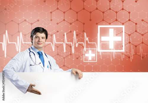 Doctor with banner