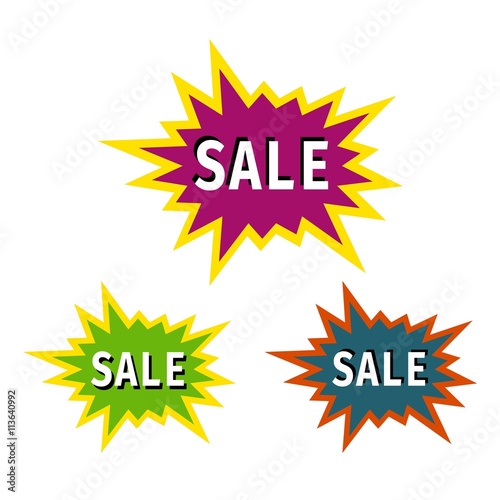 Sale sign. Discount icon for trade. Set. Used as: flyer / sticker / poster / promo sticker / banner. Vector illustration.