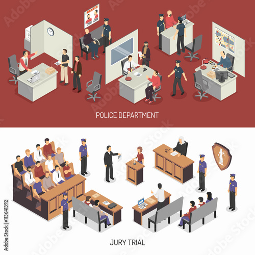Law System Isometric Horizontal Banners
