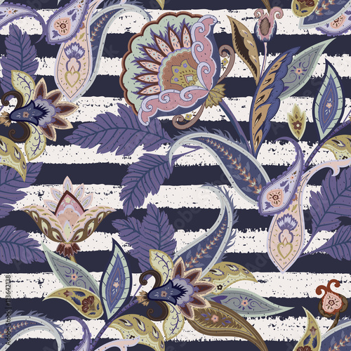 India seamless paisley pattern. Ornamental motif. Boho style, for wrapping, wallpaper, fabric, textile