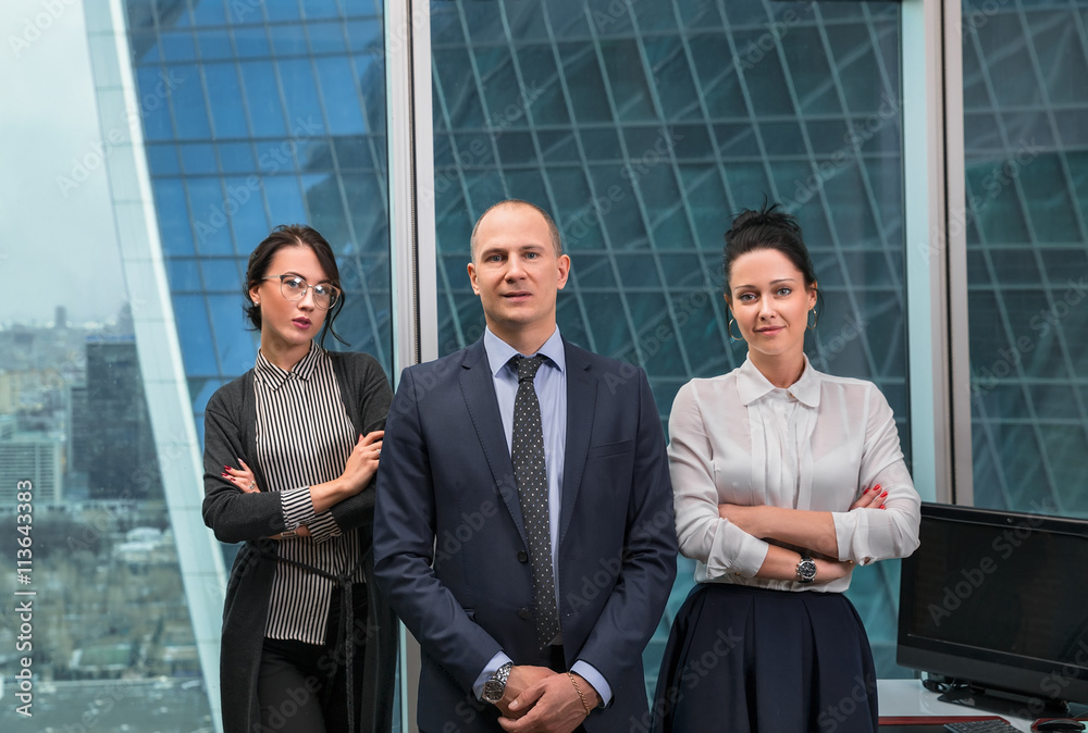 Business team standing in office .Successful business team Business team standing in office .Successful business team