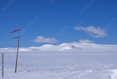 The snowcovered Norwegian mountain plateau Hardangervidda 
