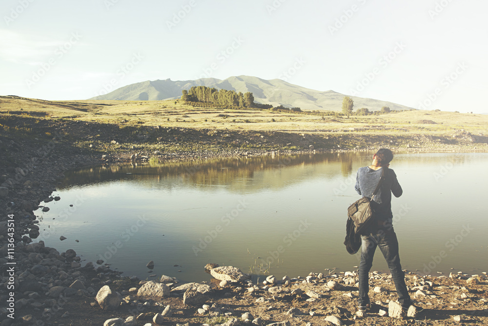 Fototapeta premium man at lake
