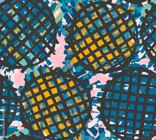 Black hatched circles on colorful background