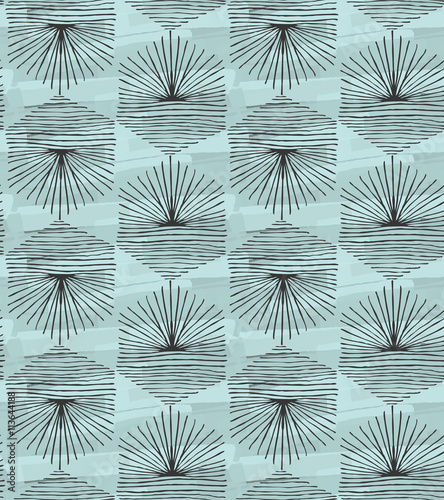 Black hatched hexagons on brushed blue