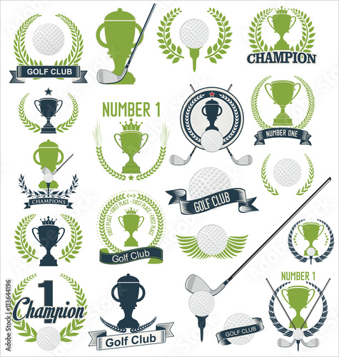 Golf and golfing sport design elements collection