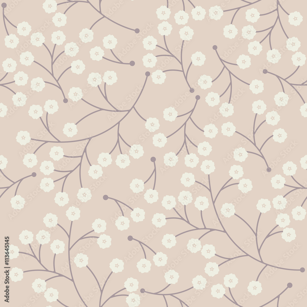 Cute seamless pattern with small flowers on pink background