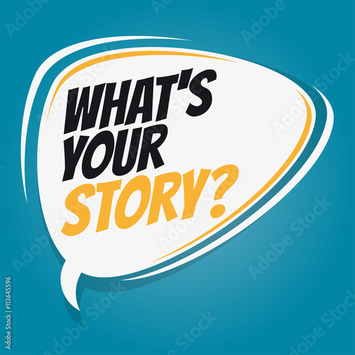 what's your story retro speech bubble