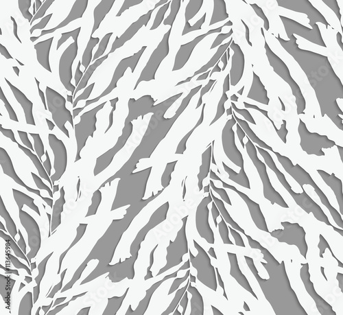 Kelp seaweed 3d white paper cut