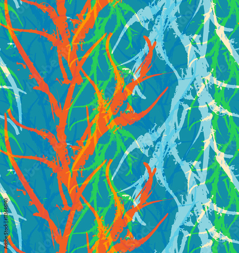 Kelp seaweed blue and orange abstract rough