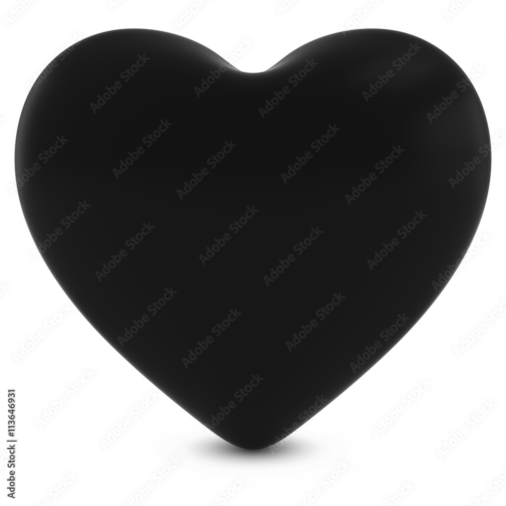 Black Mourning Heart Shape Isolated on White - 3D Illustration Black Mourning Heart Shape Isolated on White - 3D Illustration