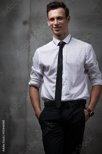 young business man style, fashion the financial sector, piercing glance confident,