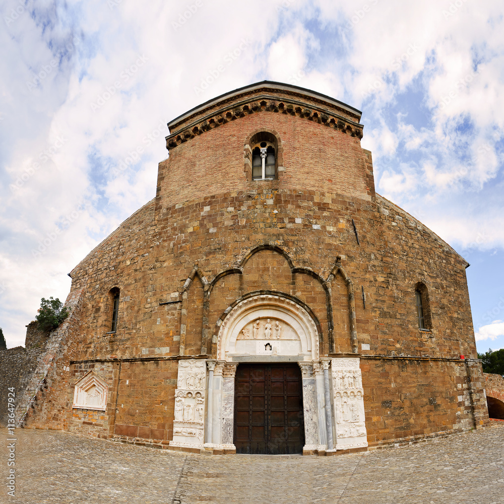 Fisheye of abbey of San Giovanni in Venere in Fossacesia (Italy)