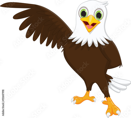 cute eagle cartoon waving Stock Vector | Adobe Stock