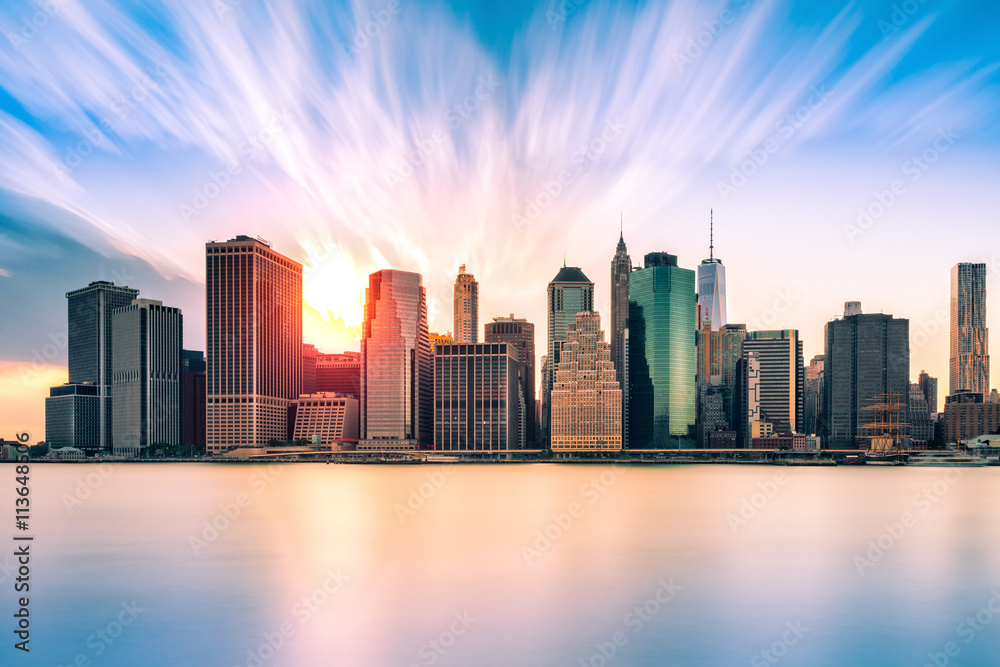 Obraz premium Financial District at sunset, in New York City
