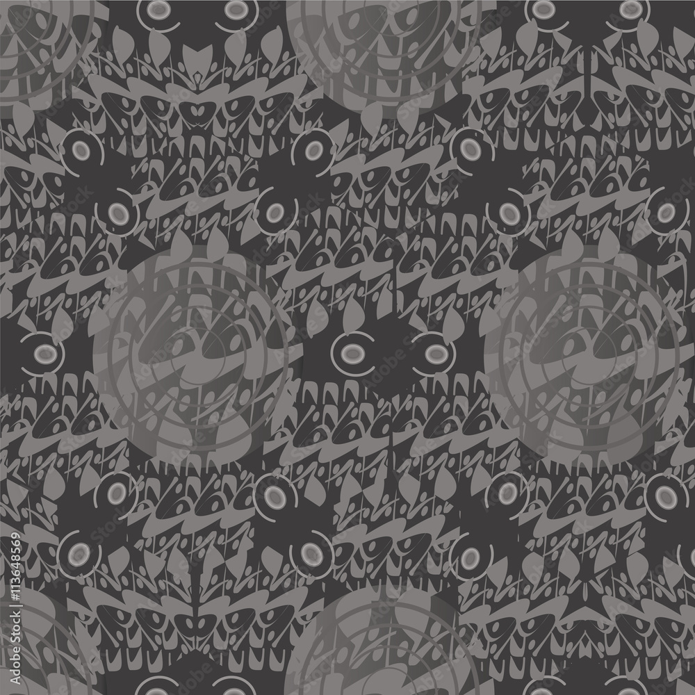 grey pattern Oriental motif of circles