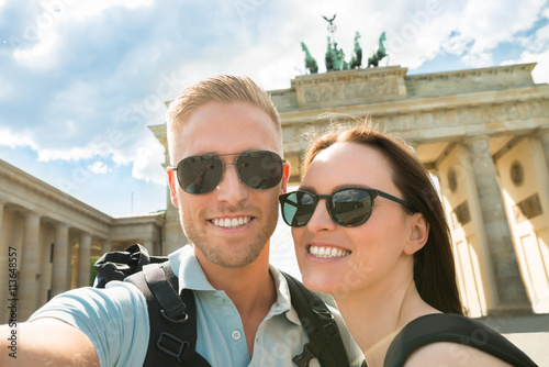 Young Couple Taking Selfie In Front Of Brandenburg Gate © Andrey Popov