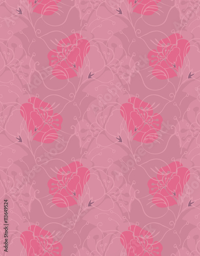 Fabric design flower pink shades