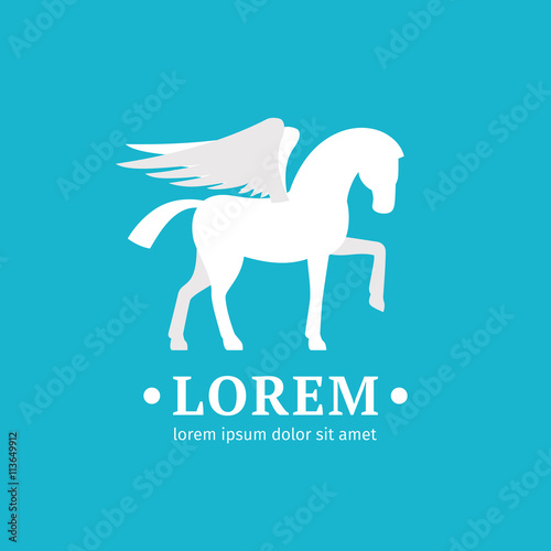  Logo winged white horse beating with hoof