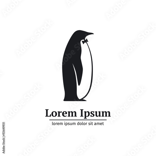 Logo penguin black and white standing in profile