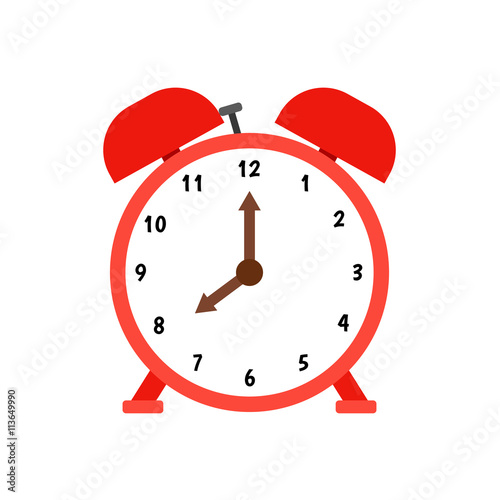 Red alarm clock with dial and brown clockwise