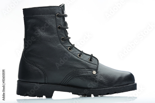 side black leather boot photo