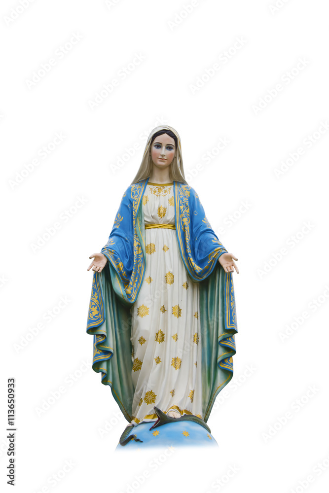 Stock Photo:.Statues of Holy Women in Roman Catholic Church isol