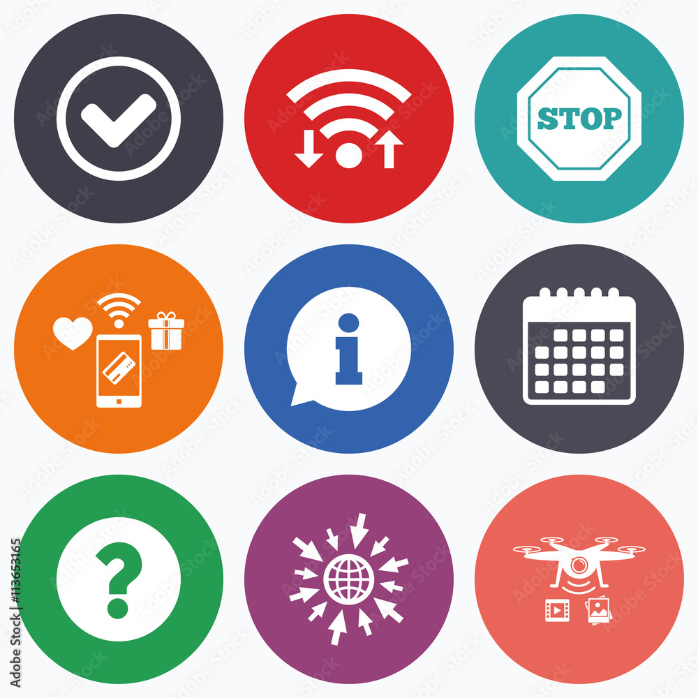 Information icons. Stop prohibition symbol. Information icons. Stop prohibition symbol.