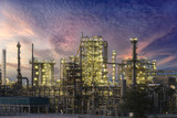 Oil and gas industry - refinery at sunset - factory - petrochemical plant