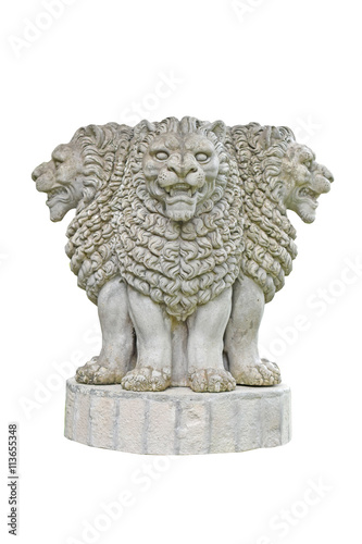 sculpture of emblem of India, four lion symbolizing power, courage, pride and confidence - rest on a circular abacus.