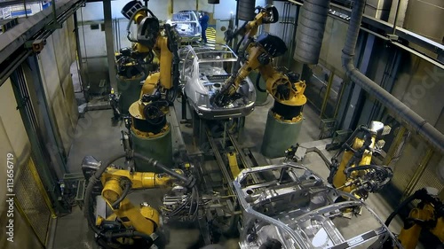robots welded the car body 4K loop timelapse