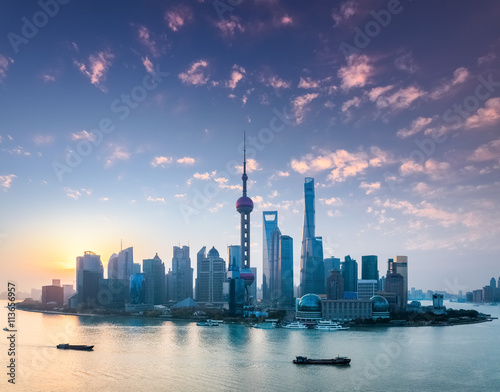 Photography shanghai skyline with morning glow