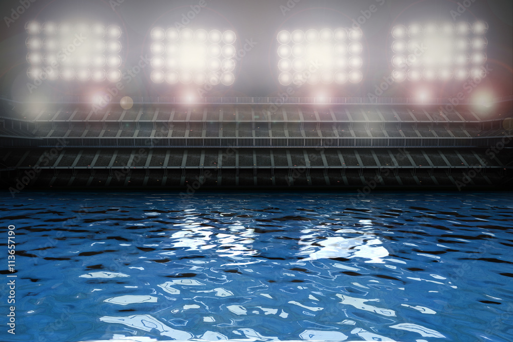 swimming pool with crowd stadium background