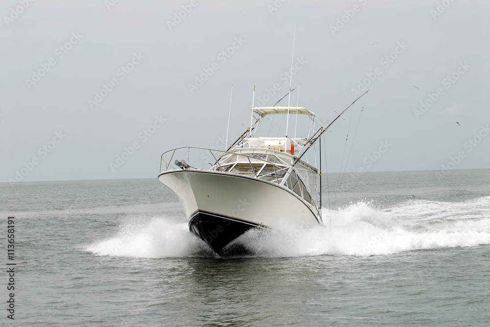 Naklejka premium speed motor boat in the sea
