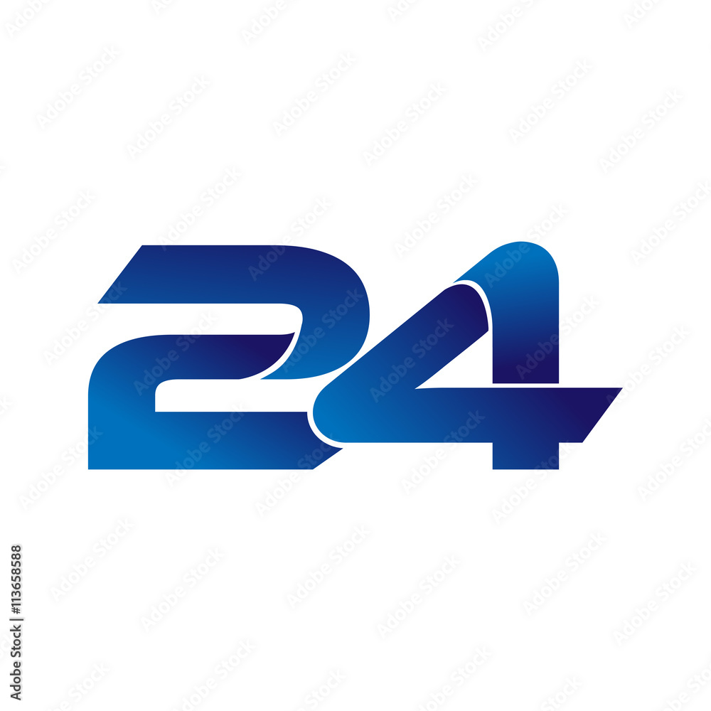 Simple Numbers Logo Vector Blue 24 Simple Numbers Logo Vector Blue 24