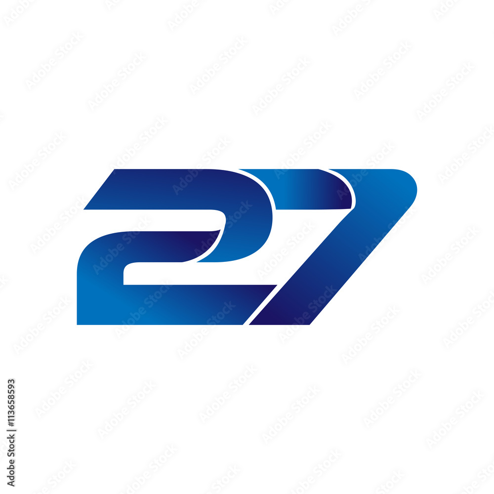 Simple Numbers Logo Vector Blue 27 Simple Numbers Logo Vector Blue 27