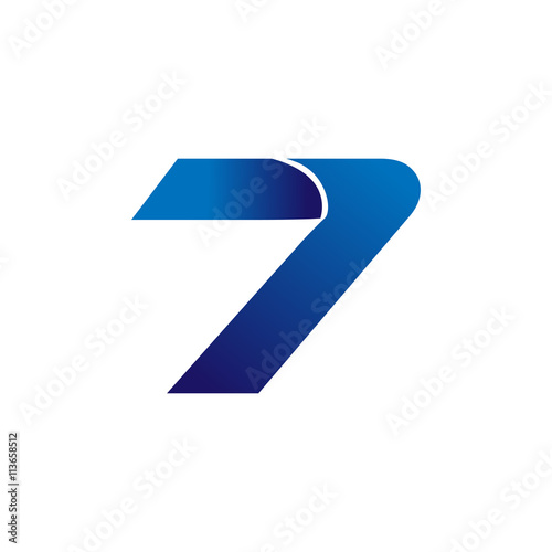Simple Numbers Logo Vector Blue 7