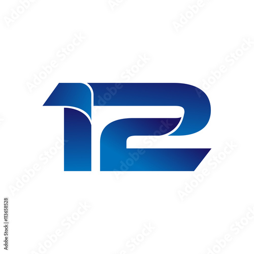 Simple Numbers Logo Vector Blue 12